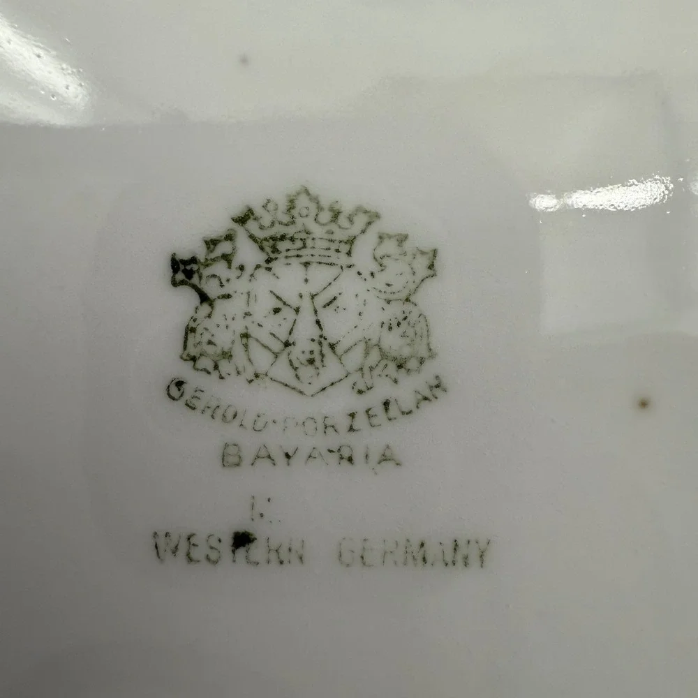 Vintage Gerold Porzellan Bavaria Western Germany Floral Trinket‎ Dish Gold Trim